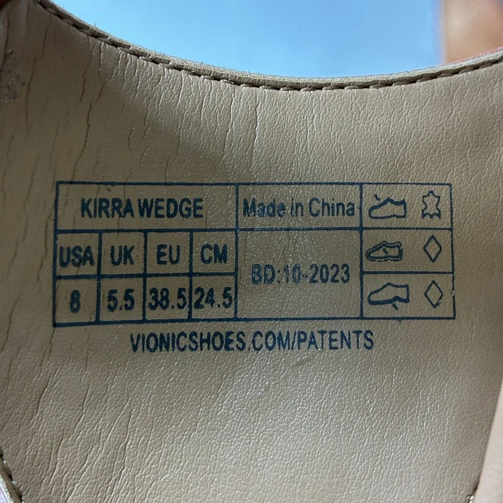 Vionic Kirra Women's US 8 Copper Leather Orthotic Casual Wedge Espadrille Sandal